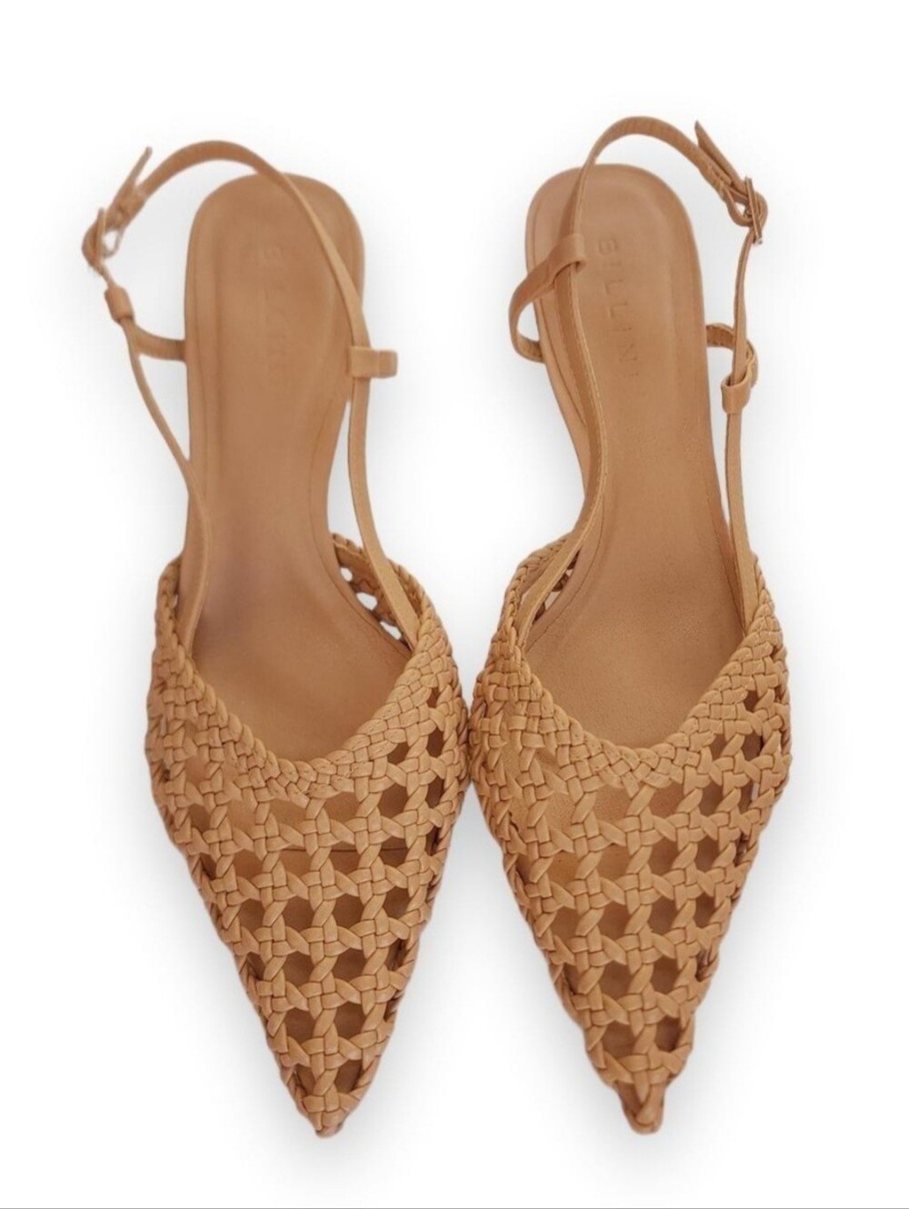 Billini Woven Pointed Slingback Flats in Tan